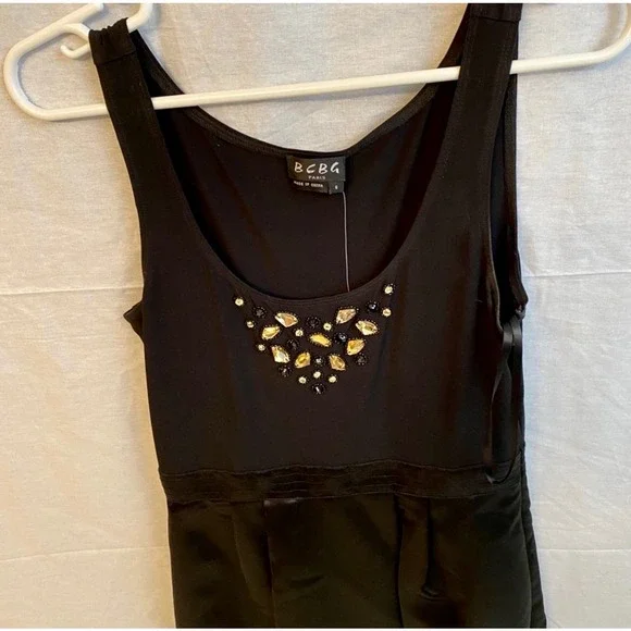 BCBG Paris Satin Jeweled Cocktail Dress - Picture 10 of 13